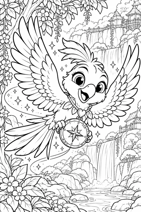 Bird of adventure coloring page