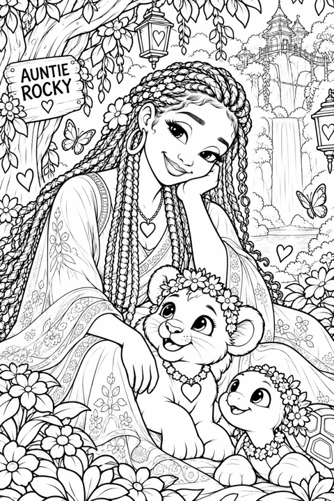 Auntie Rocky and friends coloring page